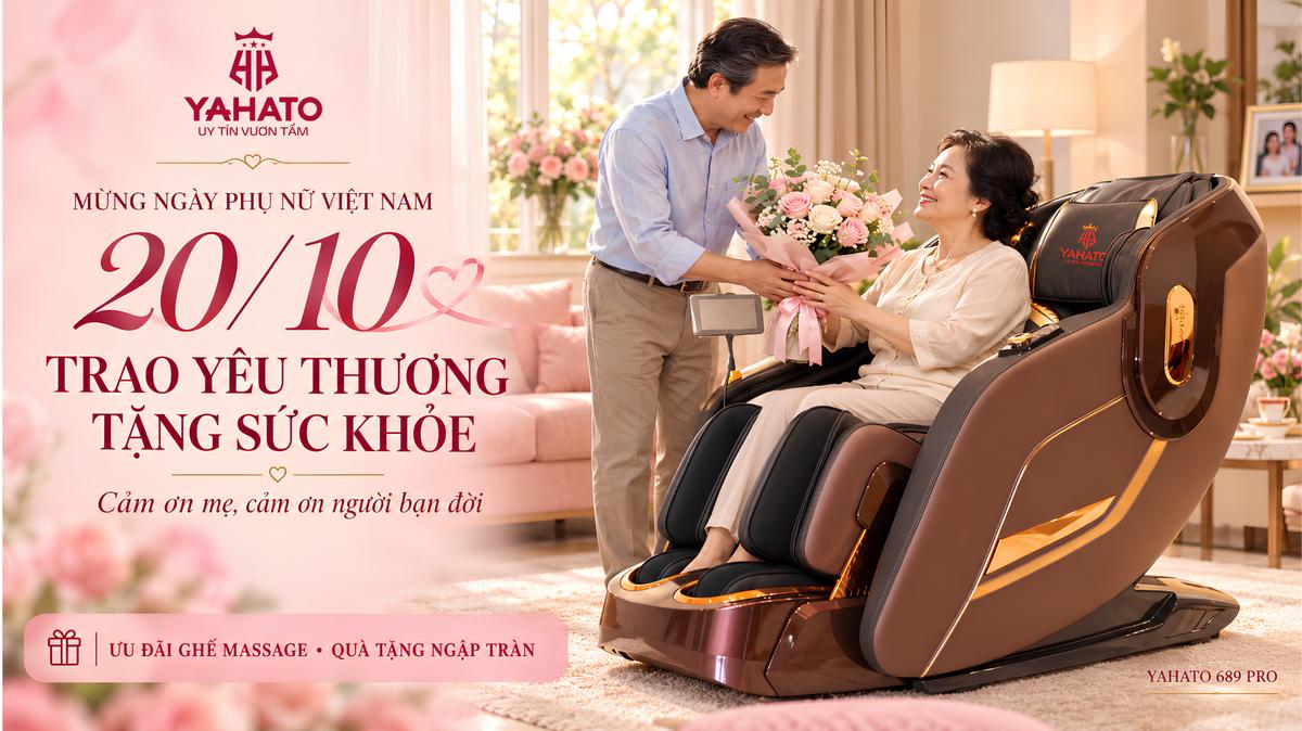 Ưu đãi ghế massage Yahato mừng ngày Phụ nữ Việt Nam 20/10 – Quà tặng sức khỏe, giá tốt