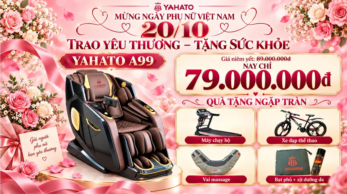 Ưu đãi ghế massage Yahato mừng ngày Phụ nữ Việt Nam 20/10