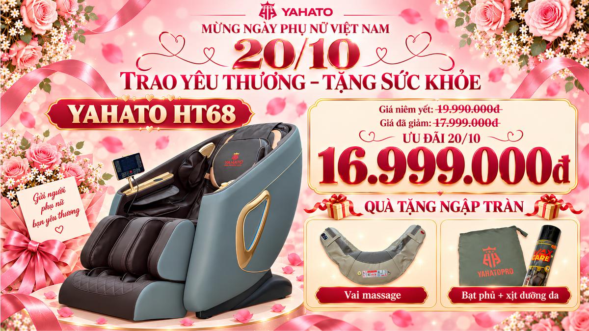 Ưu đãi ghế massage Yahato mừng ngày Phụ nữ Việt Nam 20/10