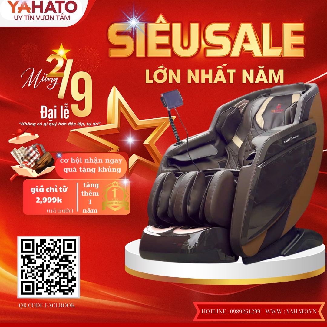 SIÊU SALE 2/9 – MUA GHẾ MASSAGE YAHATO GIÁ CHỈ TỪ 2,999K