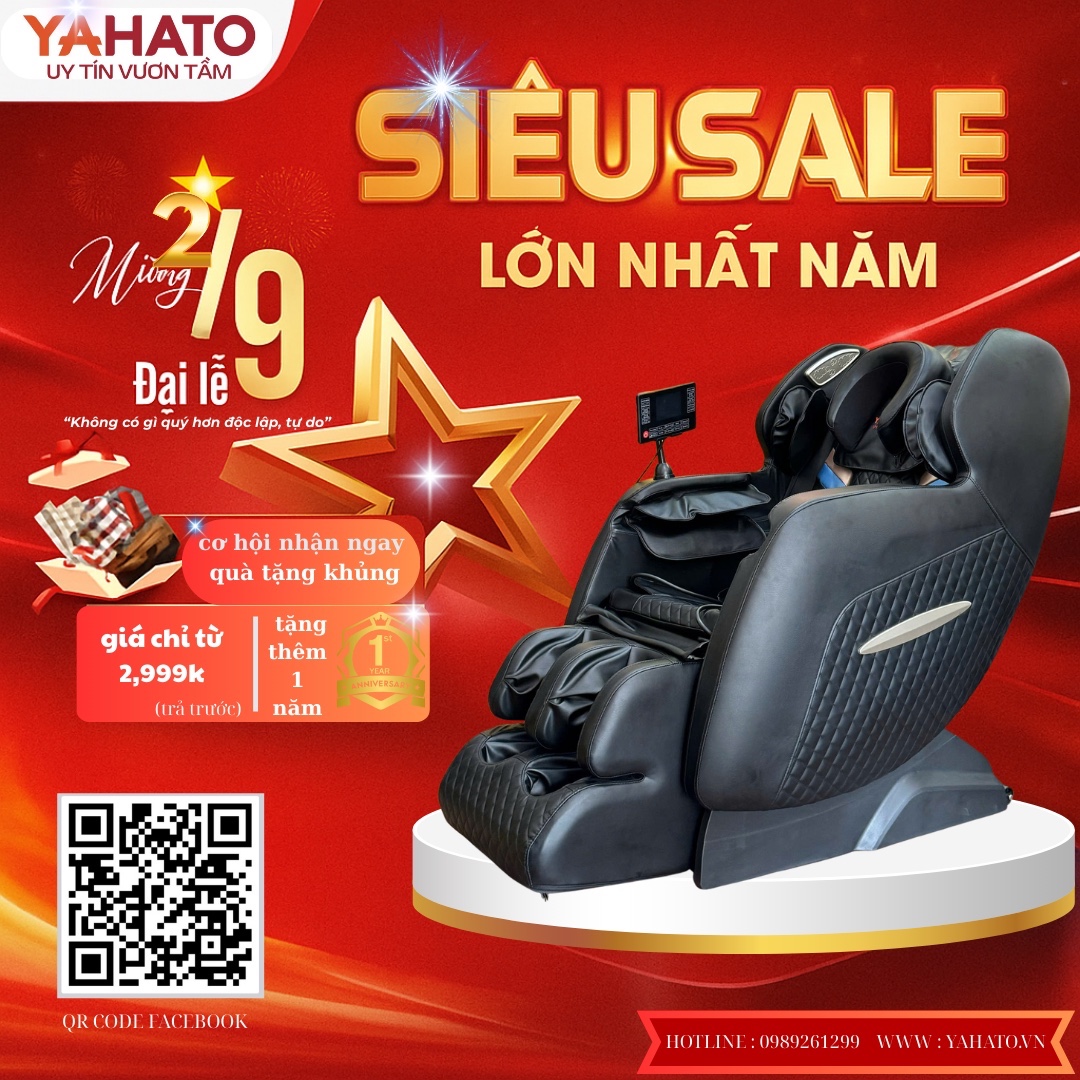 SIÊU SALE 2/9 – MUA GHẾ MASSAGE YAHATO GIÁ CHỈ TỪ 2,999K