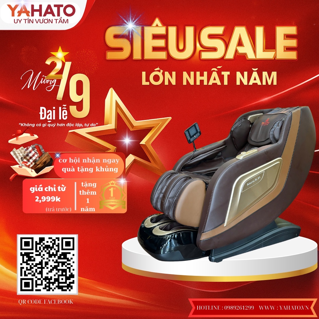 SIÊU SALE 2/9 – MUA GHẾ MASSAGE YAHATO GIÁ CHỈ TỪ 2,999K