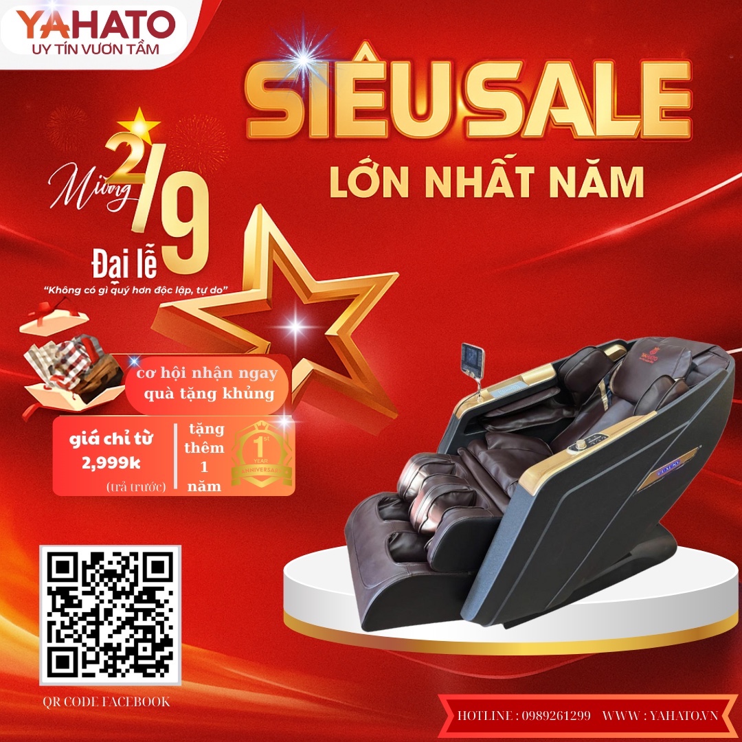 SIÊU SALE 2/9 – MUA GHẾ MASSAGE YAHATO GIÁ CHỈ TỪ 2,999K