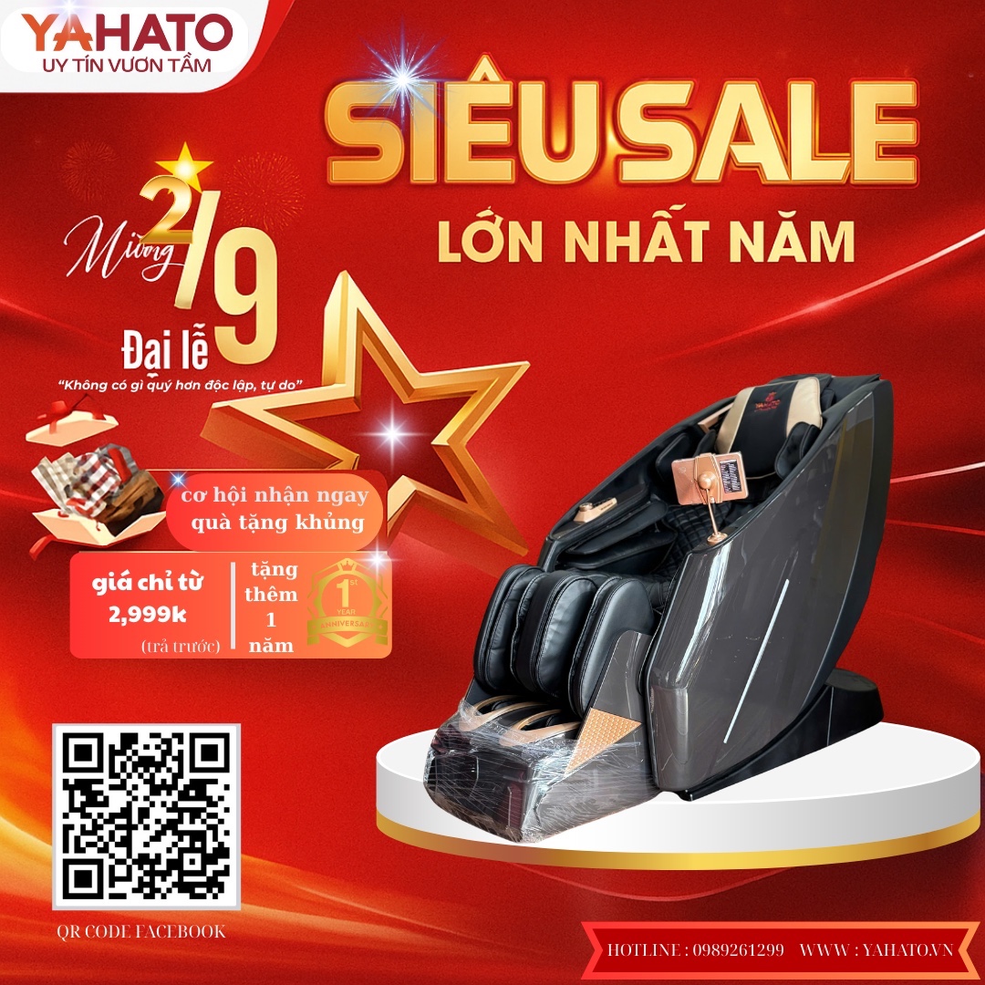SIÊU SALE 2/9 – MUA GHẾ MASSAGE YAHATO GIÁ CHỈ TỪ 2,999K