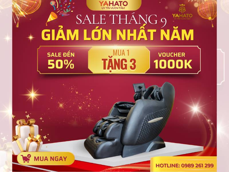 SALE THÁNG 9 – GIẢM LỚN NHẤT NĂM CHO GHẾ MASSAGE YAHATO