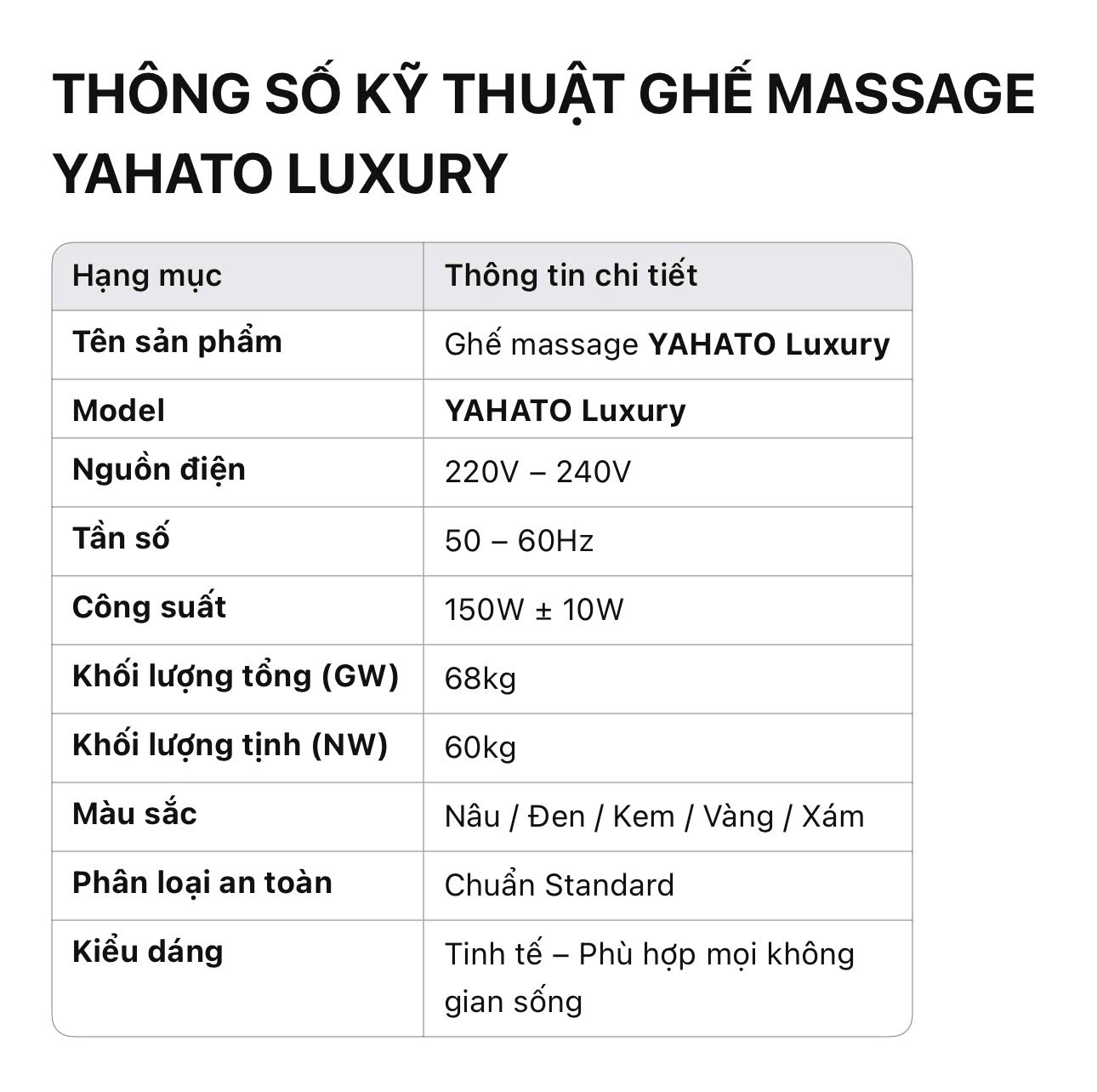 Ghế Massage YAHATO Luxury