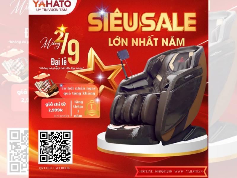   
          SIÊU SALE 2/9 – MUA GHẾ MASSAGE YAHATO GIÁ CHỈ TỪ 2,999K