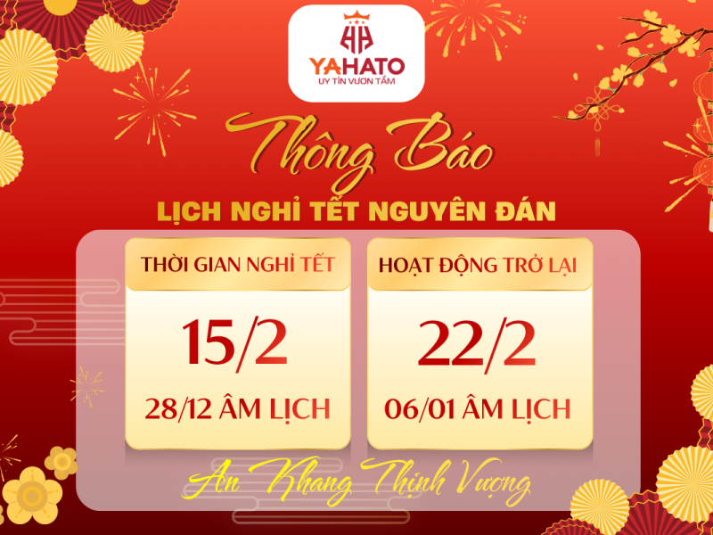 Thông báo lịch nghỉ Tết Nguyên Đán
Thông báo lịch nghỉ Tết Nguyên Đán